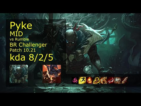 Pyke Mid vs Rumble - BR Challenger 8/2/5 Patch 10.21 Gameplay