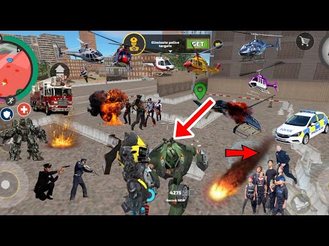 Green Transformer Car vs Real Transformer Car Fight in Rope Hero vice town || Rope Hero viral video