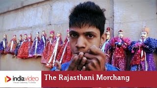Artist playing the Rajasthani morchang 