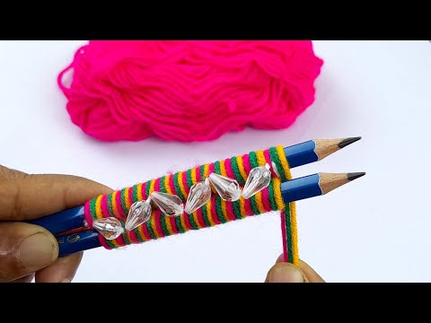 It's so Cute !! Super Easy Woolen Flower Making Trick using Pencil - Hand Embroidery Amazing Flowers