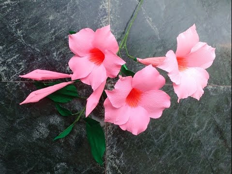 How to make Paper Flowers Mandevilla \ Rocktrumpet (flower # 123)
