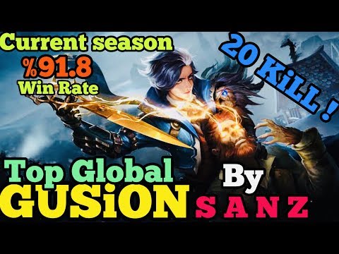 Top global gusion by SANZ - 20 kill gusion gameplay - Best assassin mobile legends