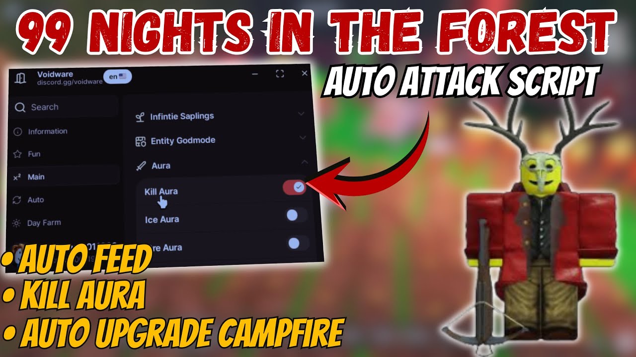 99 Nights in the Forest Script | God Mode, Kill Aura, Auto Farm, Bring All, Infinite Items & More!