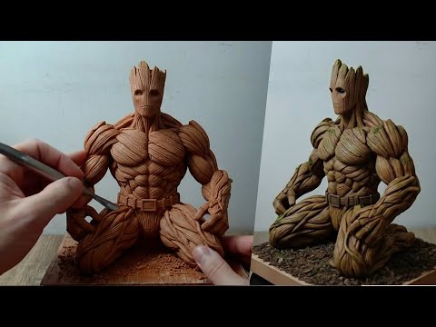 Sculpting a muscle Groot - Marvel character