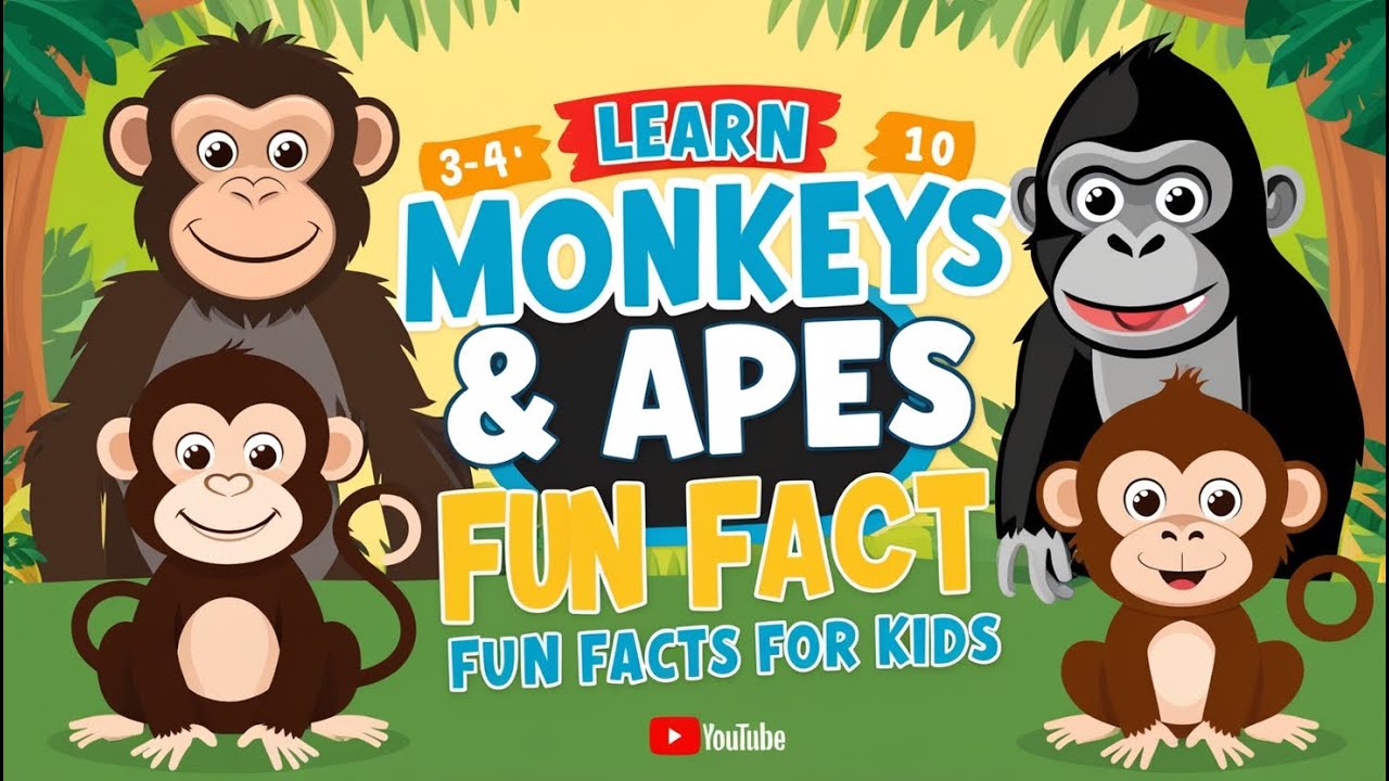 Monkey Facts for Kids | Animals For Kids | Monkeys and Apes for Kids | Meet Primates |  Fun Facts