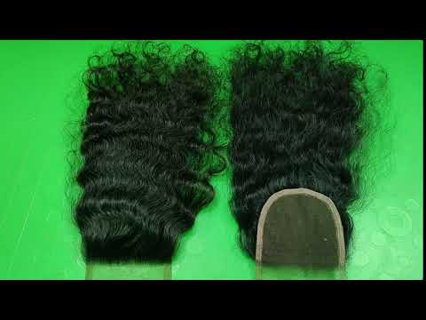 Human hair swiss lace closures indian wavy 5 x 5