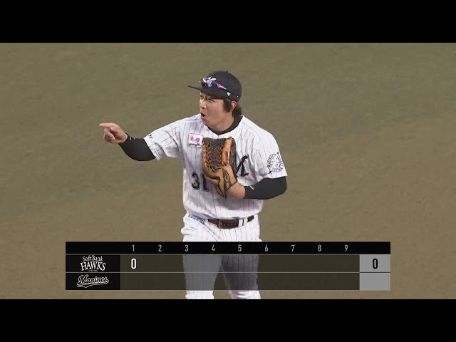 【1回表】マリーンズ・菅野剛士 好返球で初回の失点を阻止!! 2022年5月6日 千葉ロッテマリーンズ 対 福岡ソフトバンクホークス