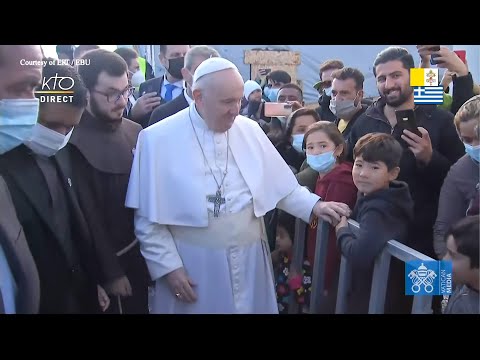 Visite du pape François aux réfugiés à Mytilène sur l’île de Lesbos