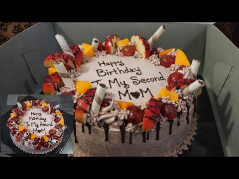 என்னுடைய முதல் cake order making video On Youtube 1.5kg Chocolate Sponge Cake | Cream  & Fruits Deco