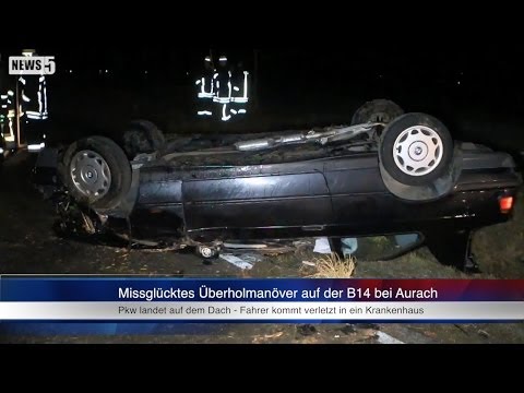 20.02.2014 (AN) Missglücktes Überholmanöver auf der B14 bei Aurach (Erste Bilder)