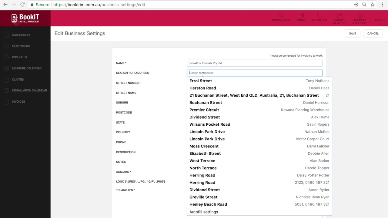 Tutorial # 1 Setup - Business Settings