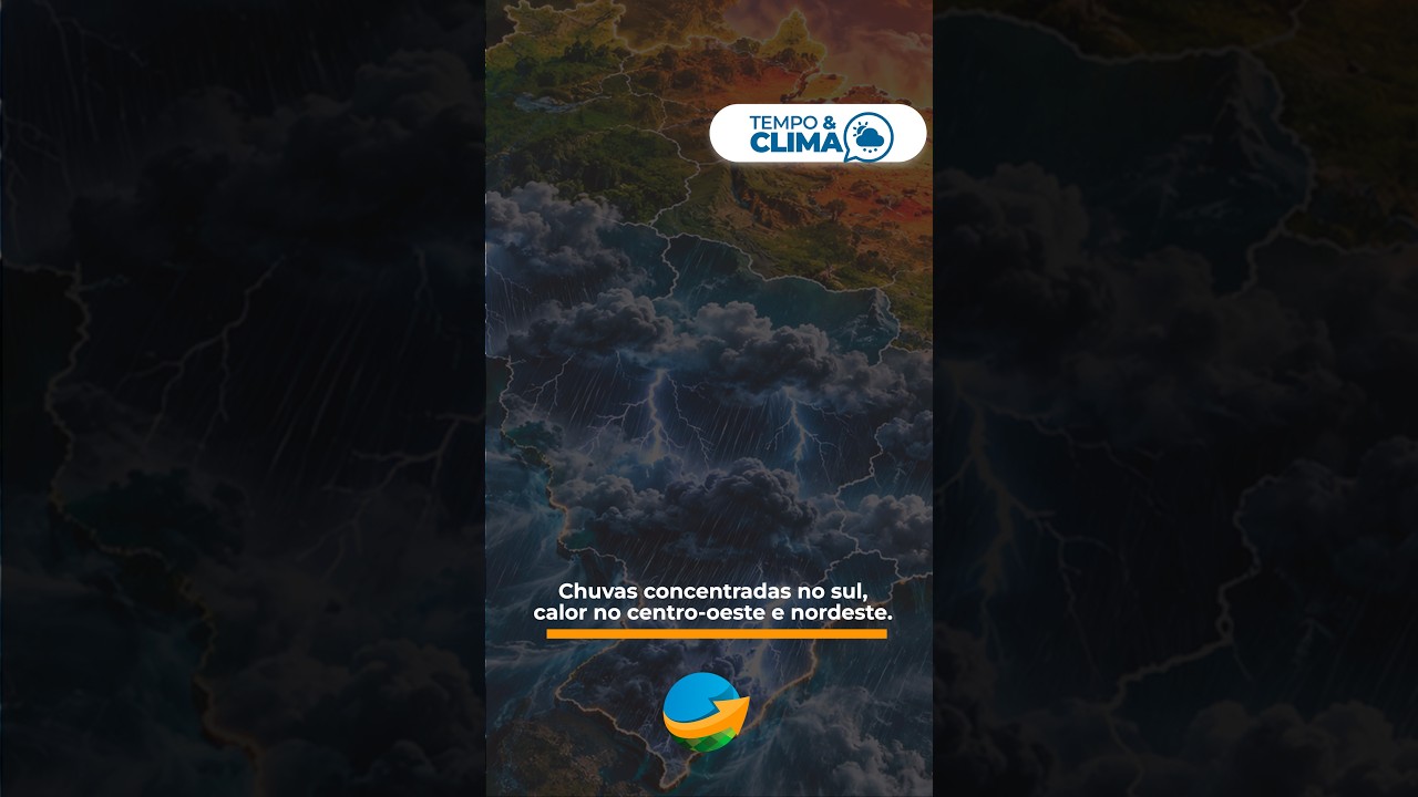 Grandes volumes de chuva para o sul. Forte calor no Norte e Nordeste. Veja na previsão do tempo!