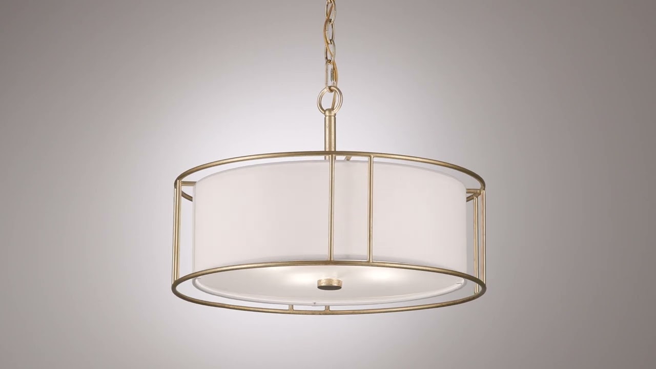 Video 1 Watch A Video About the Possini Euro Kahna Painted Gold Drum Pendant Light