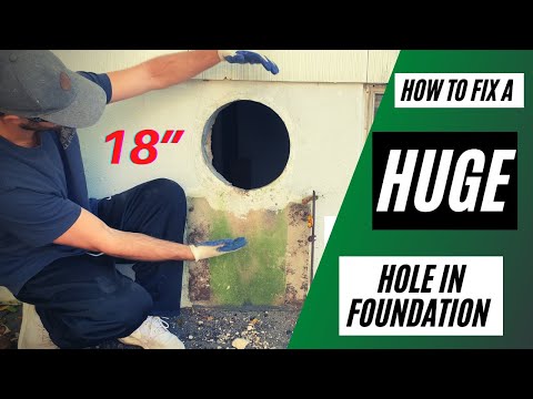 Part of a video titled How to patch a large hole in cinder block wall! [2021] - YouTube
