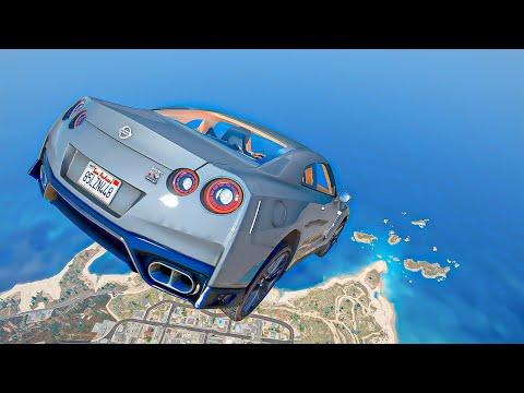 GTA 5 Crash Testing Cliff Drops Crashes Real Car Mods Ep.17
