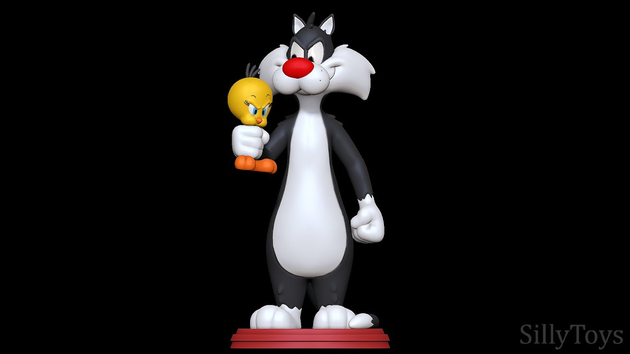 Sylvester holding Tweety - Looney Tunes 3D Print Model