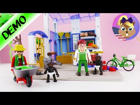 PLAYMOBIL ANIMAL FEEDING STATION | With Monkeys in Diapers! Unboxing and Demo | Play with me