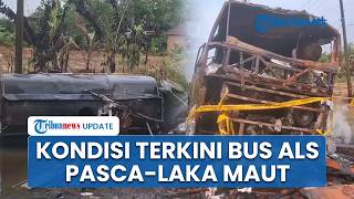 Kondisi Terkini Bus ALS Pasca-laka Maut di Muratara, Bus Tinggal Kerangka & Dipasangi Garis Polisi