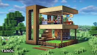 ⚒️ Minecraft : Easy Survival Wooden House Build Tutorial | 마인크래프트 건축강좌 모던하우스