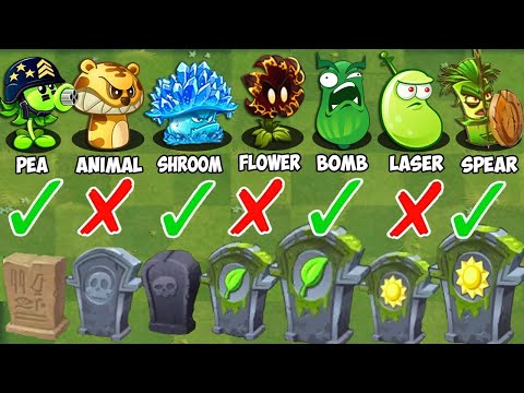 All Plants 1 POWER-UP Vs Team Gravestones - Pvz 2 Challenge v11.0.1