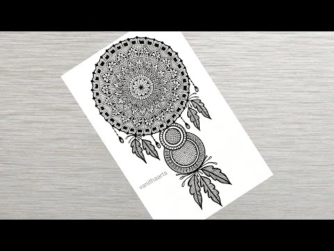 How to draw Dream Catcher mandala art Easy mandala drawing How to draw Mandala for Beginners