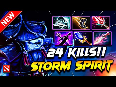 Dota 2 STORM SPIRIT Gameplay | x24 Kills!! Storm Spirit DOTA 2 Carry Build Pro Gameplay 7.39