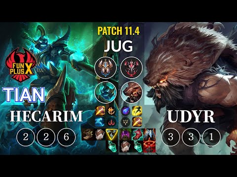 FPX Tian Hecarim vs Udyr Jungle - KR Patch 11.4