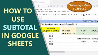 Google Sheets SUBTOTAL Function | Calculate Sum, Average, Count, and More | Spreadsheet Tutorial