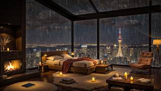 Luxury Seoul Jazz ✨🌧️ Rainy Skyline Bedroom for Deep Sleep & Peaceful Mood