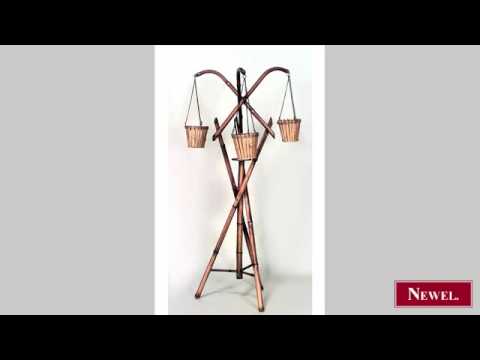 Antique Bamboo fernery stand with 3 cross legs and 3 baskets