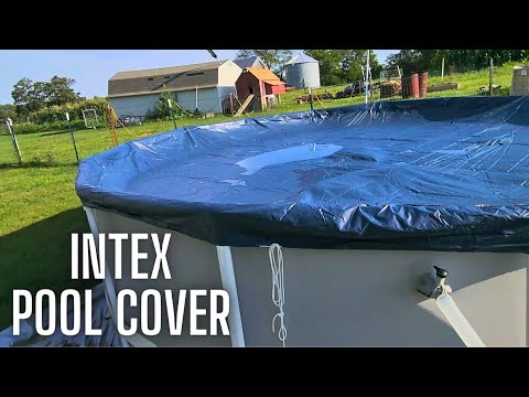 Тент Intex для каркасного бассейна круглого 305 см с высокой прочностью защитный тент с люверсами пвх оригинал - фото 1 - id-p2992972477
