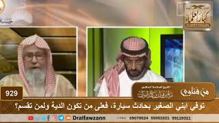 توفي ابني الصغير بحادث سيارة، فعلى من تكون الدية ولمن تقسم؟ - الشيخ صالح الفوزان image
