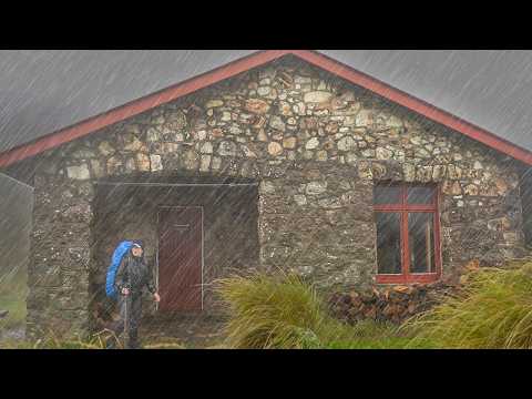 Camping in a Hut in the Heaviest Rain I Have Ever Experienced - Torrential Rain and Landslides