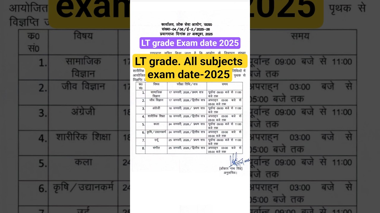 UP LT grade Exam date 2025/Lt grade exam kab hoga-2025/आ गई सभी विषयों की परीक्षा तिथि#ltgrade#short