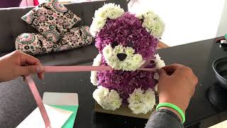 Teddy Bear fresh flower bouquet, step-by-step tutorial.