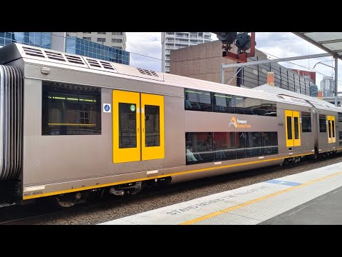 EMU train action from Sydney suburban - Sydney trains T2 line railway action