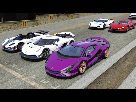 Koenigsegg Hypercars vs Lamborghini Sian with Jet Engine - Drag Race 20 KM
