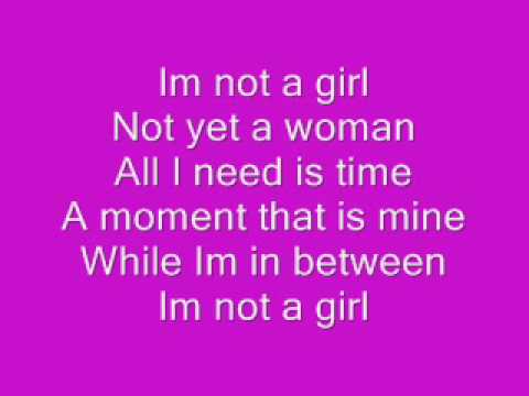 britney spears im not a girl not yet a woman lyrics on screen
