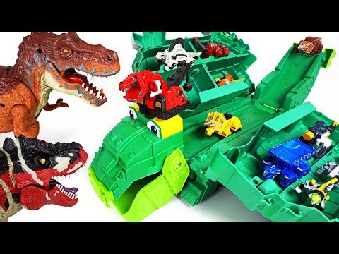 Terrible dinosaurs appeared! Dinotrux stego storage Garby transform track playset! Go! - DuDuPopTOY