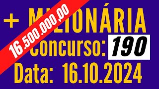 ???? Resultado da Mais Milionaria 190, Mais Milionária de hoje, Mais Milionaria 16/10,