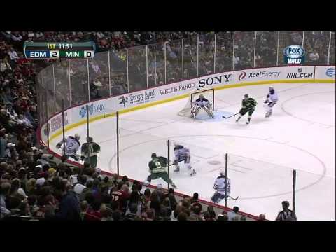 Taylor Hall wrister goal 2-0 April 26 2013 Edmonton Oilers vs Minnesota Wild NHL Hockey