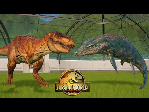 T REX VS MOSASAURUS (IN AVIARY) | DINOSAUR FIGHT | Jurassic World Evolution 2