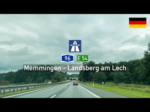 Driving in Germany: Autobahn A96 E54 from Memmingen to Landsberg am Lech