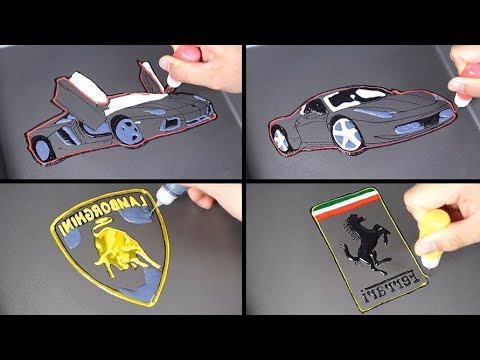 Sports car & Logo pancake art - lamborghini aventador, ferrari 458