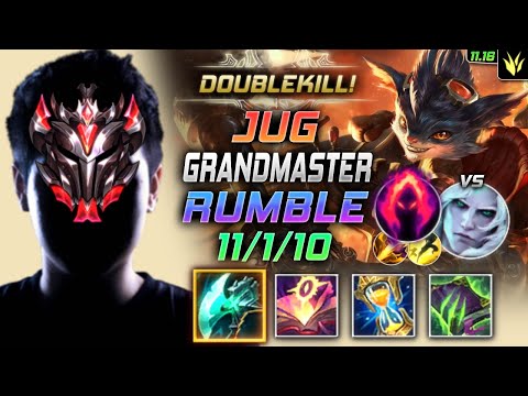 GrandMaster Rumble Jungle vs Viego - 천상계 정글 럼블 템트리 룬 밤수 수확 ランブル Рамбл 机械公敌 藍寶 - LOL KR 11.16