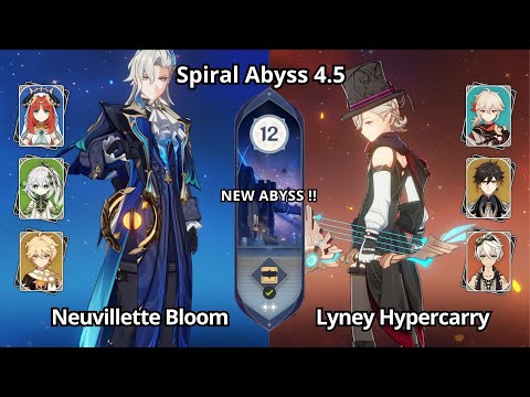 C0 Neuvillette Nilou Bloom & C0 Lyney Hypercarry - NEW Spiral Abyss 4.5 Floor 12 Genshin Impact