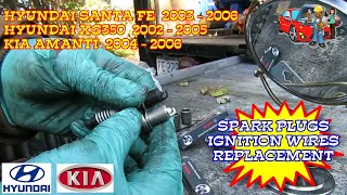 Hyundai XG350 Santa Fe Kia Amanti Spark Plugs And Ignition Wires Replacement 2002-2006