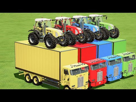 TRANSPORTING RIGITRAC TRACTORS WITH COLORED MAN TRUCKS - Farming Simulator 22