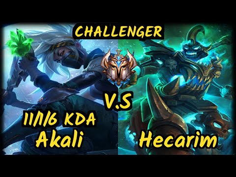 GEN.G Roach (AKALI) vs HECARIM - 11/1/6 KDA TOP CHALLENGER GAMEPLAY - KR