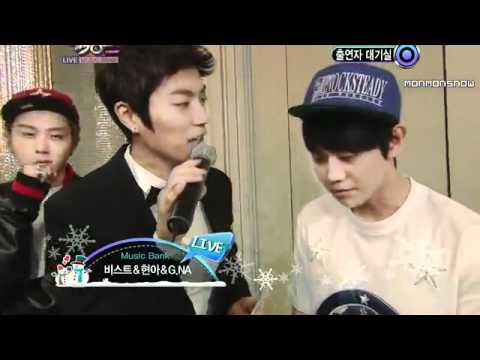 111223 BEAST + 4MINUTE Hyuna + G.NA - Back Stage Music Bank  December 23, 2011